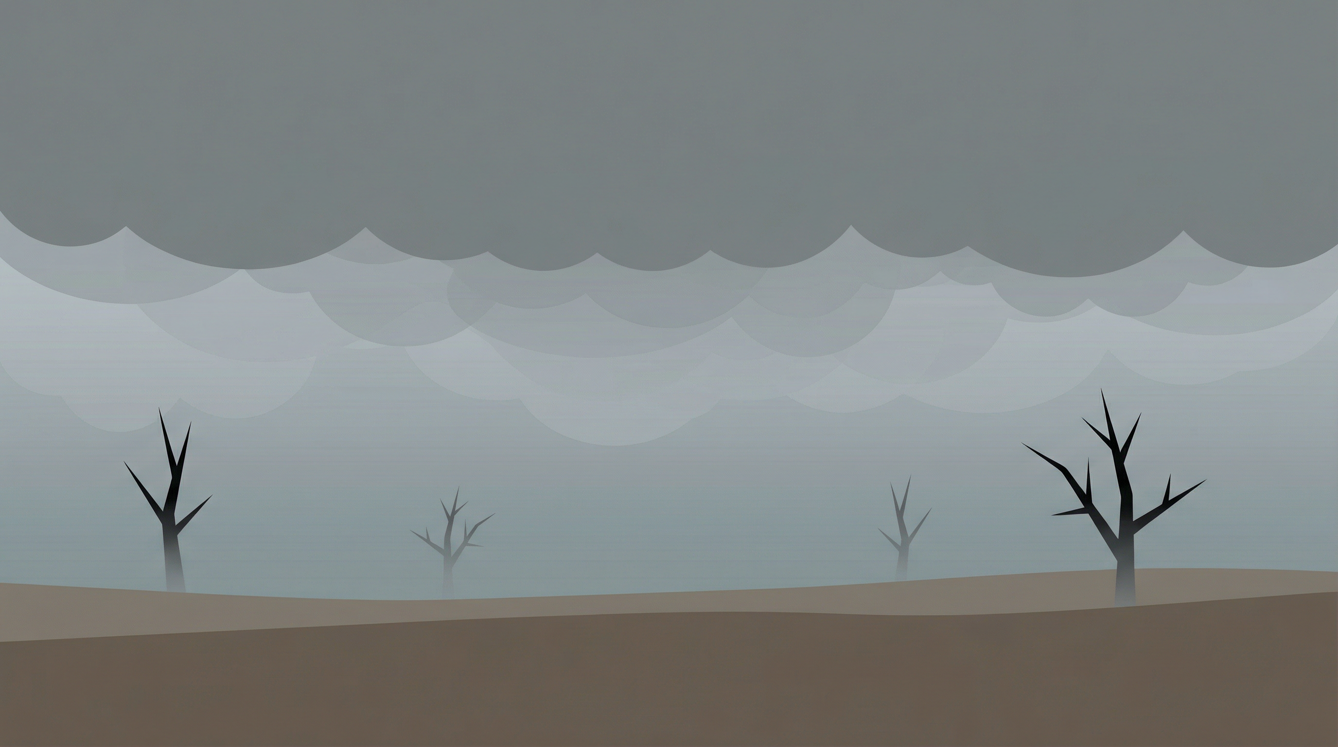 Inner Landscape - Fog stage: grey, barren mental state representing overwhelm