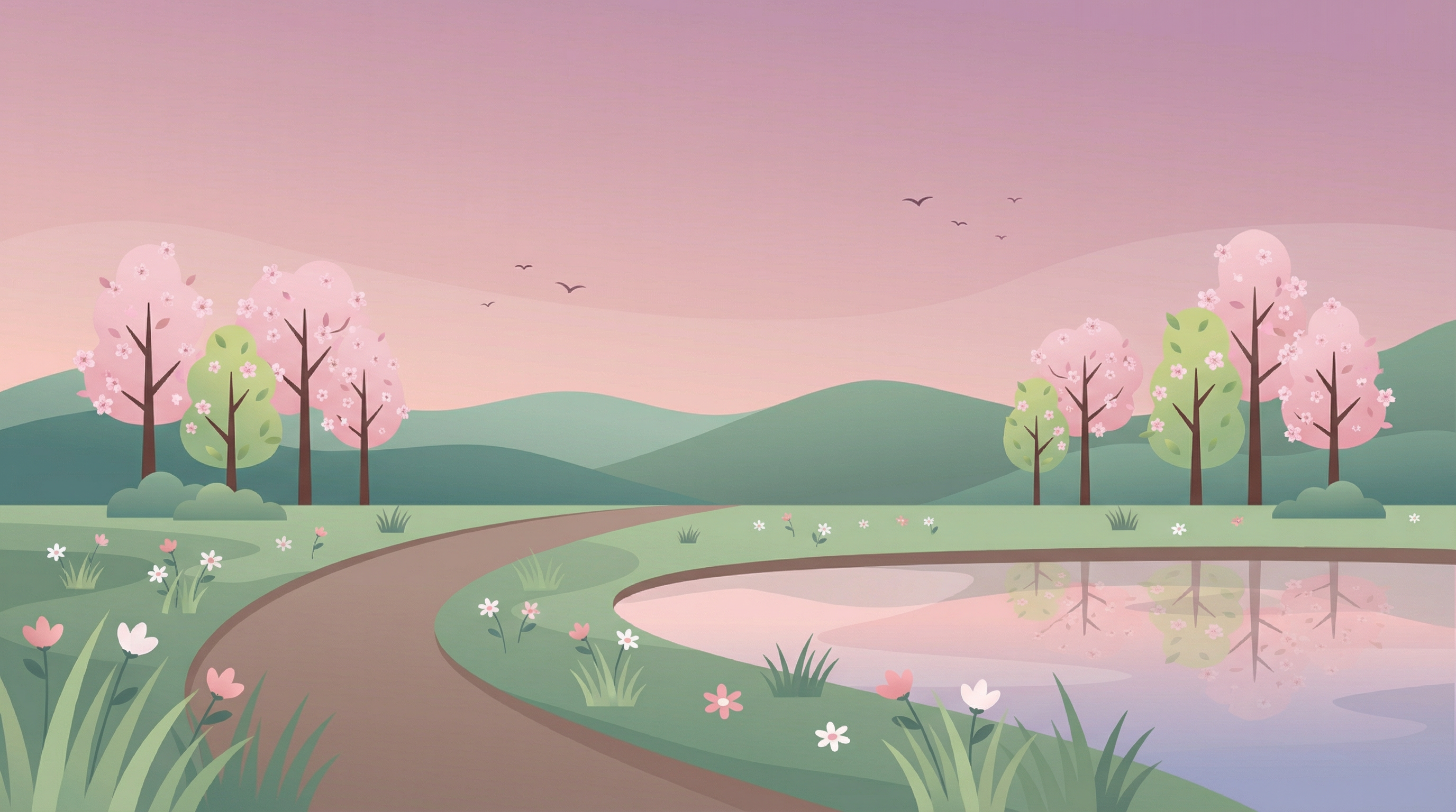 Inner Landscape - Spring stage: cherry blossoms and soft colors as balance begins